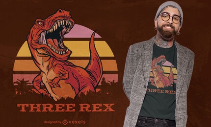 Diseño de camiseta rad three t-rex