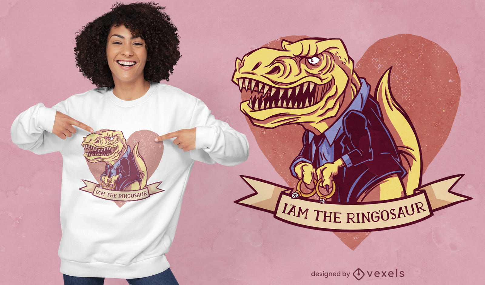 Diseño de camiseta ringosaur t-rex