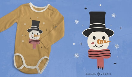 Feliz boneco de neve com design de camiseta de inverno