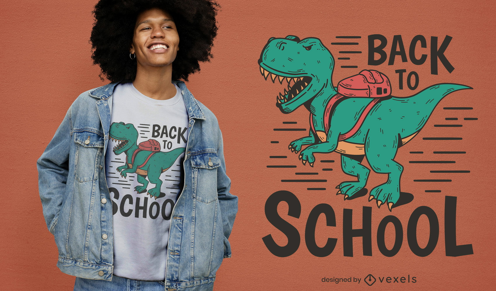 T-Rex-Dinosaurier zurück zum Schul-T-Shirt-Design