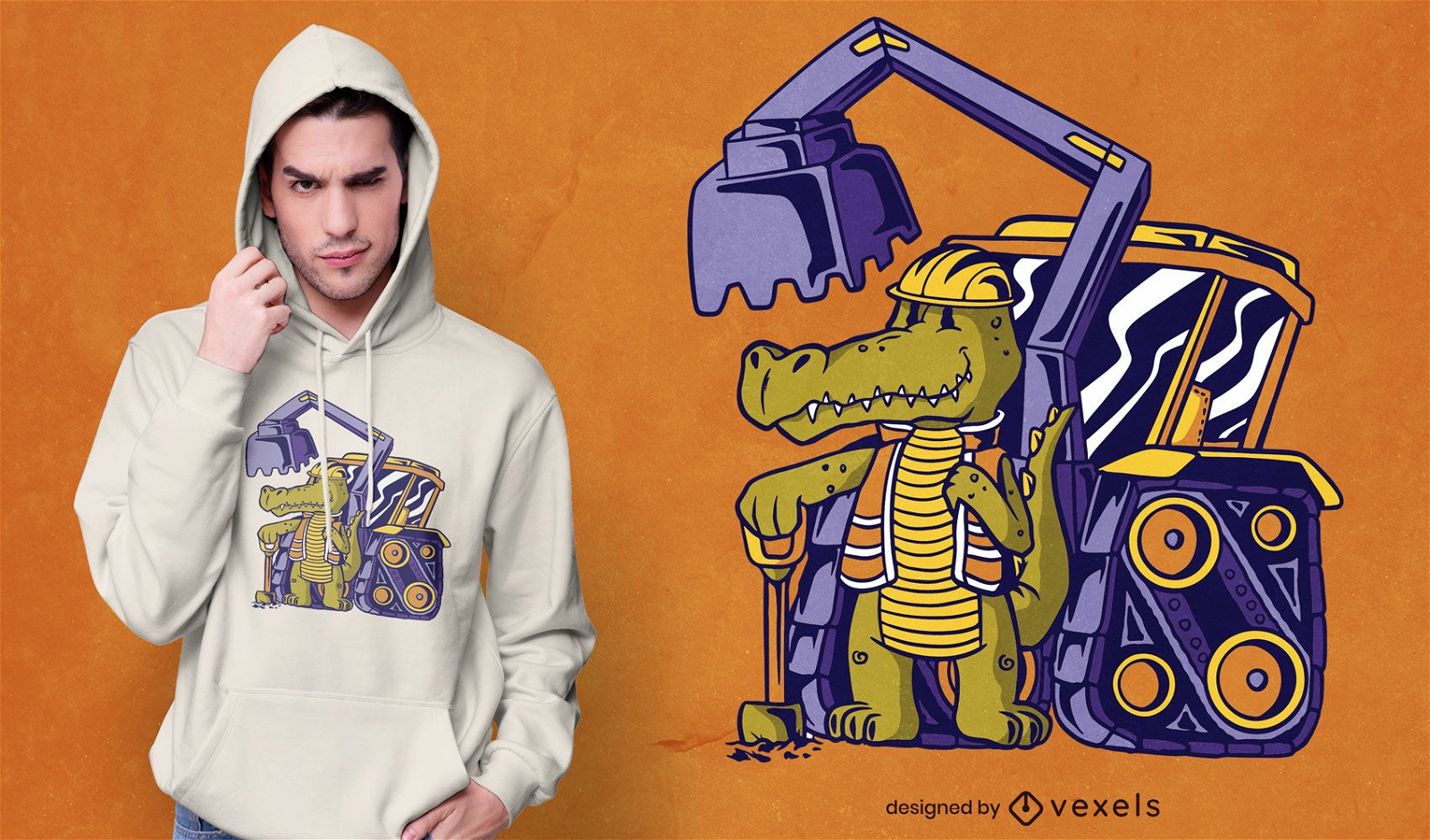 Design fofo de t-shirt crocodilo trabalhador