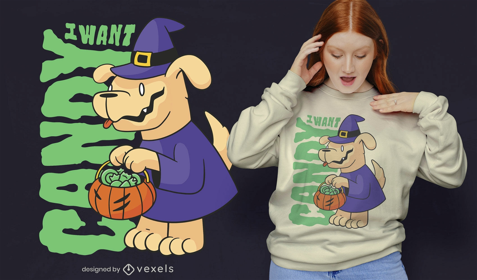 Design de camiseta com cita?es de doces de cachorro para o Dia das Bruxas
