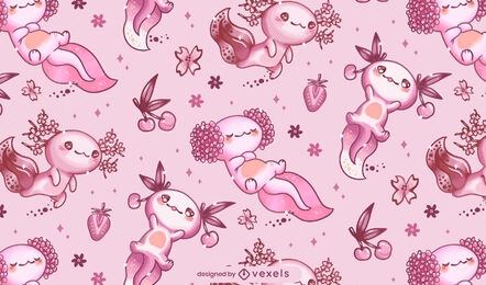 Axolotl kawaii pattern design