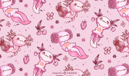 Descarga Vector De Diseño De Patrón De Axolotl Kawaii Descarga Vector De Diseño De Patrón De Axolotl Kawaii