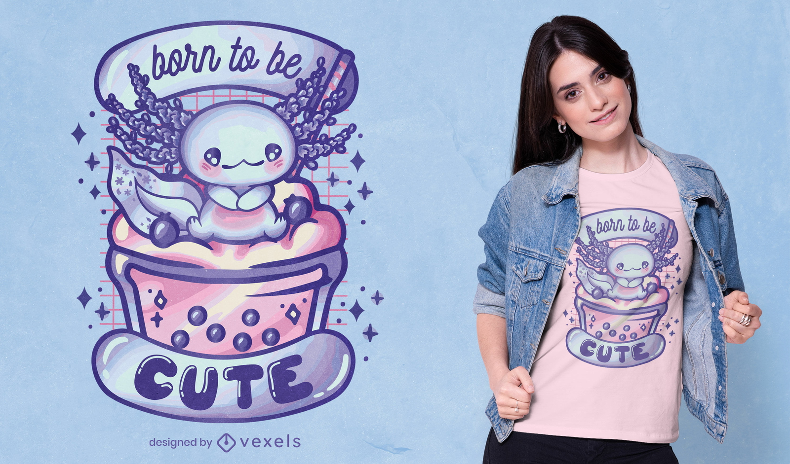 Design de camiseta fofa animal axolotl bebê