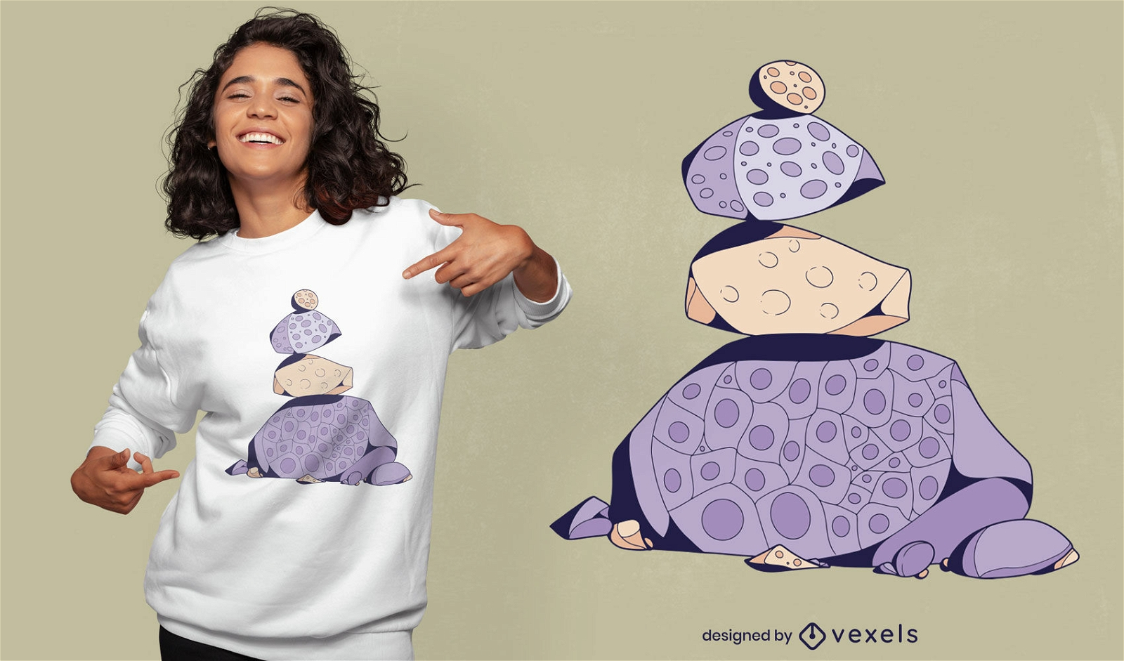 Diseño de camiseta de naturaleza de pila de piedra púrpura