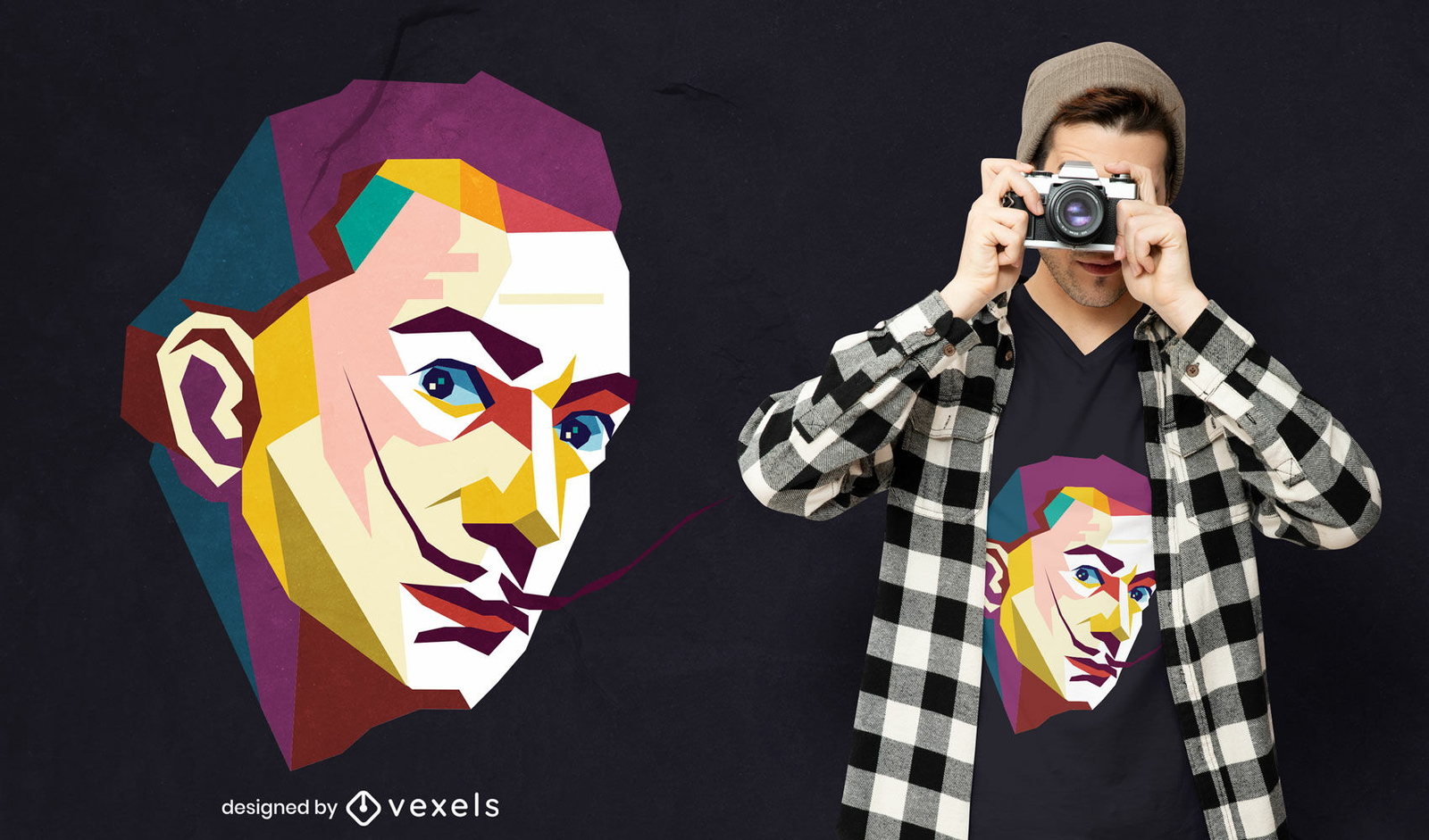 Dali Pop-Art-Geometrisches Porträt-T-Shirt-Design