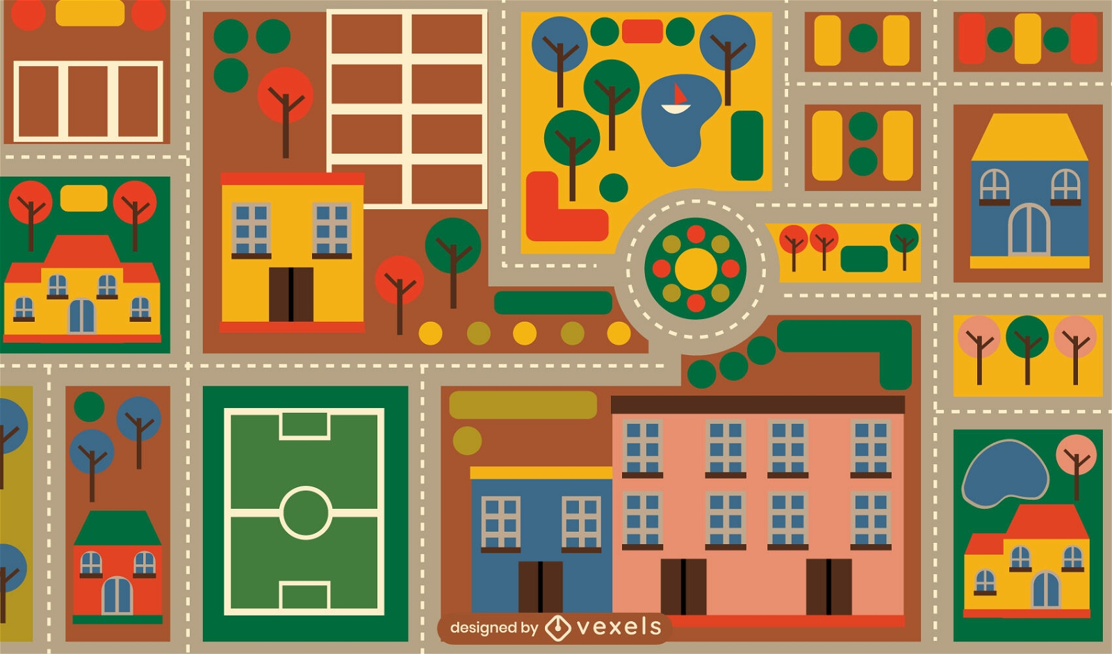 Mapa colorido do tapete de brinquedo da cidade para crian?as