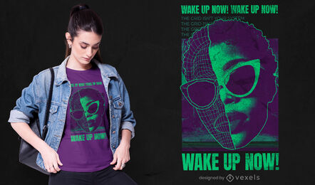 Wake up Wireframe PSD T-Shirt Design