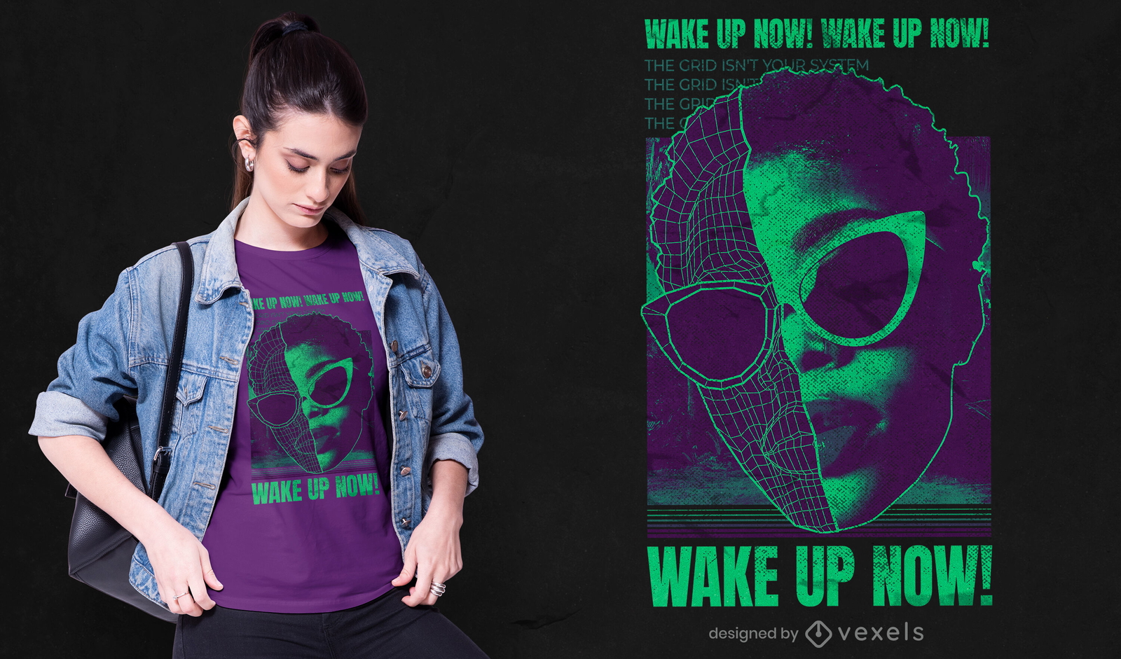 Wake up wireframe psd diseño de camiseta