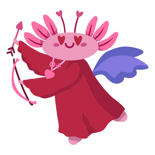 Valentine's axolotl character PNG Design