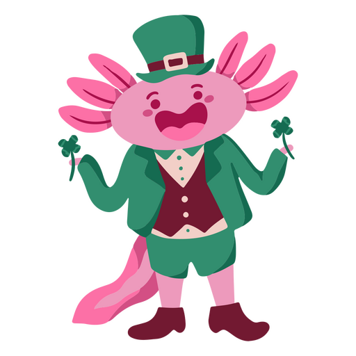 St. Patricks Axolotl-Charakter PNG-Design