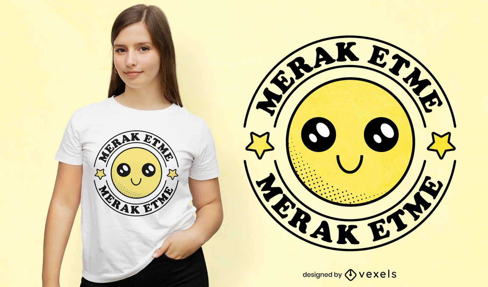 Diseño de camiseta sonriente con cita turca
