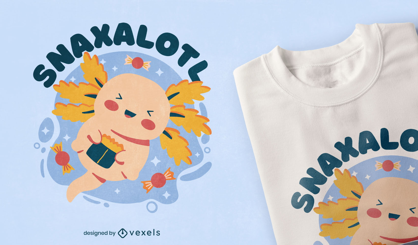 Comiendo lindo diseño de camiseta de axolotl