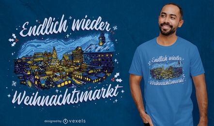 German christmas night city t-shirt design