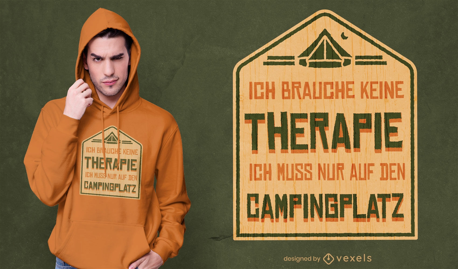 Camping Therapie deutsches Schild T-Shirt Design