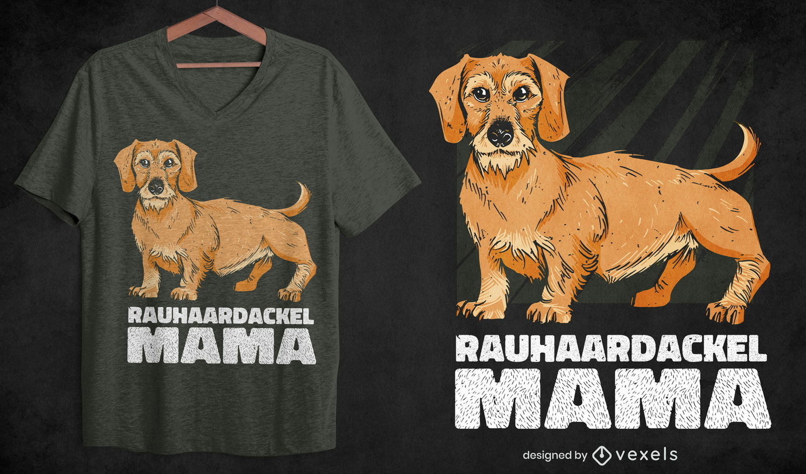 Rauhaardackel mama design t-shirt cão