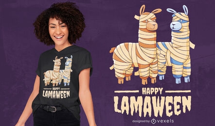 Halloween cartoon llamas t-shirt design