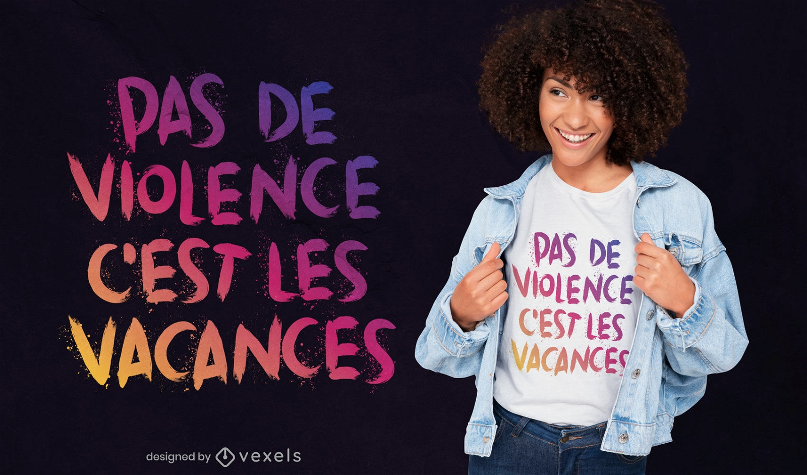 Sem viol?ncia feriados design de t-shirt de cita??o francesa