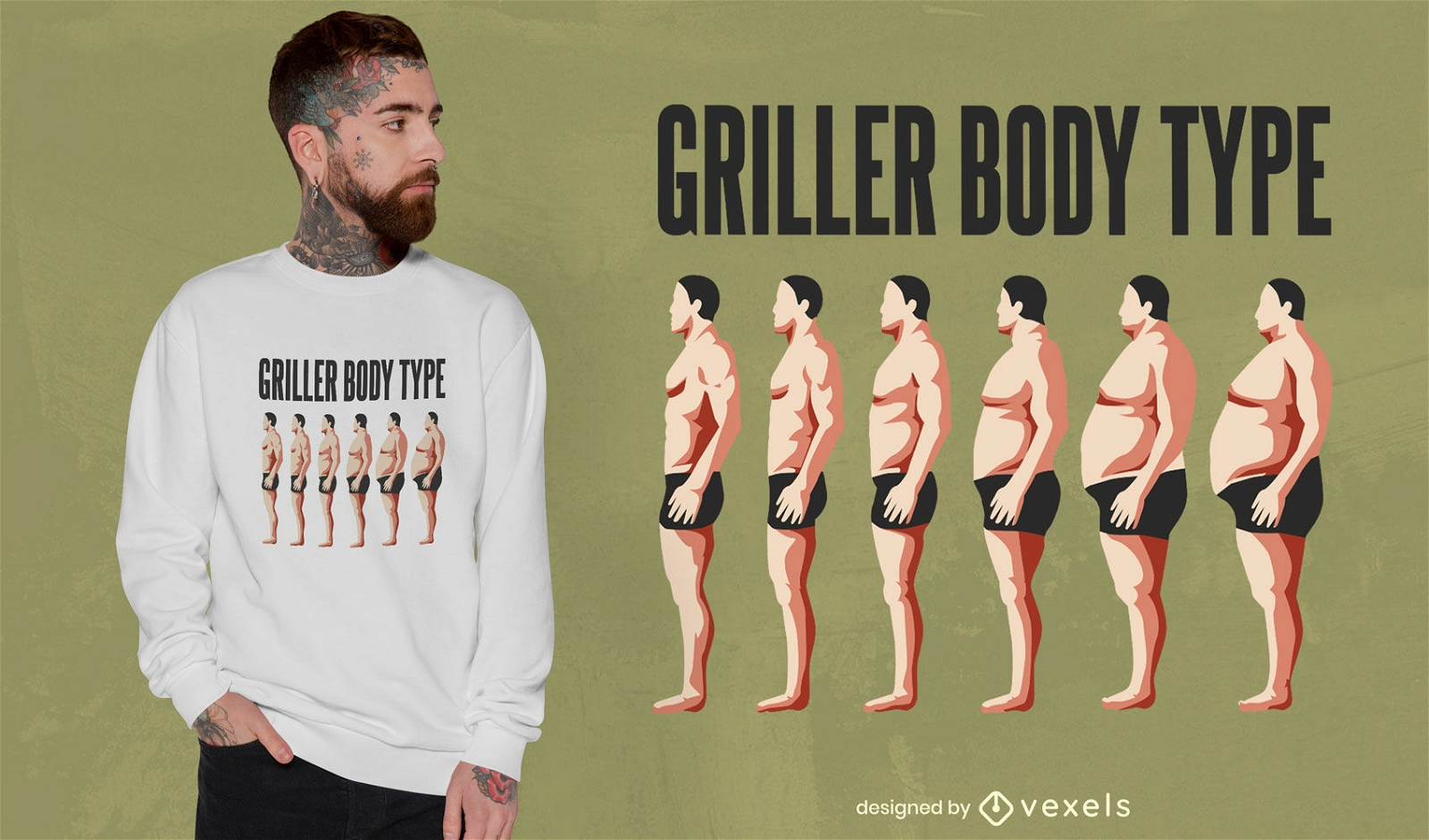 Design de t-shirt de tipos de corpo Griller