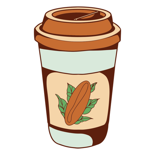 Coffee cup with decorative cofffe grain icon PNG Design