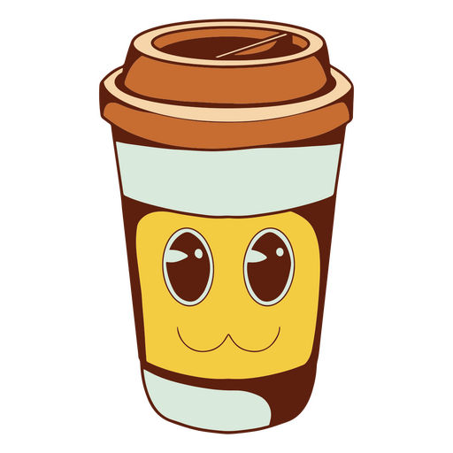 Cute coffee cup with face PNG Design