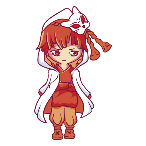 Cute anime character with fox mask PNG Design