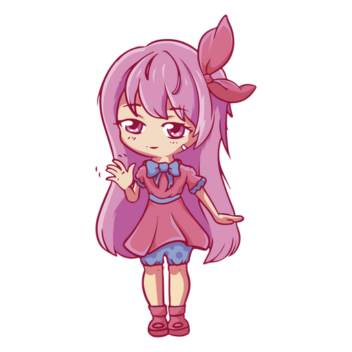 Cute anime girl with purple hair PNG Design