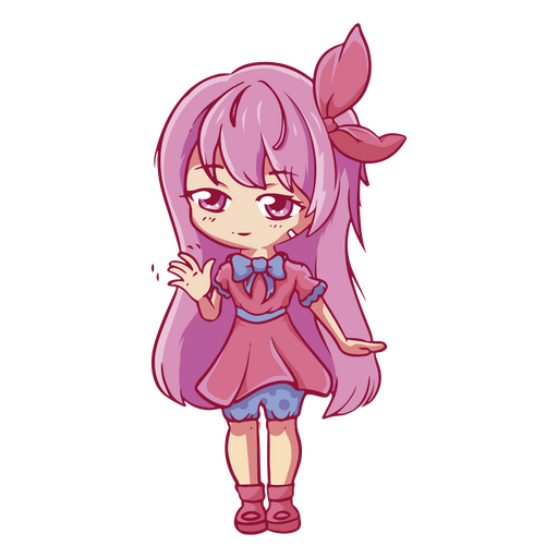 Cute Anime Girl With Purple Hair PNG & SVG Design For T-Shirts