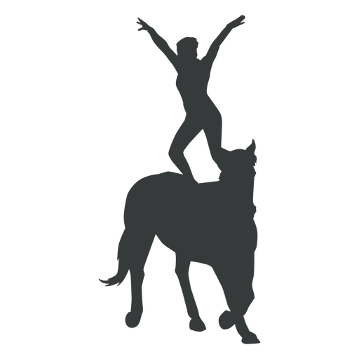 Girl doint vaulting stunt on horse PNG Design