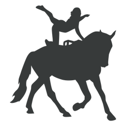 Girl performing stunt on a horse silhouette PNG Design