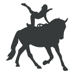 Mädchen, das Stunt auf einer Pferdesilhouette durchführt PNG-Design