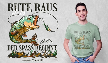 Diseño de camiseta de ilustración de cita alemana de pesca