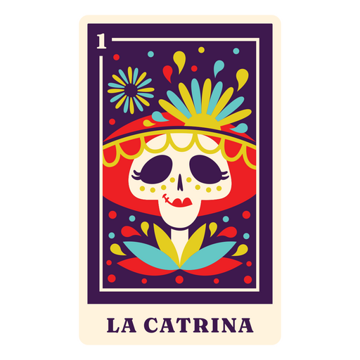 La catrina carta de tarot festiva mexicana Diseño PNG