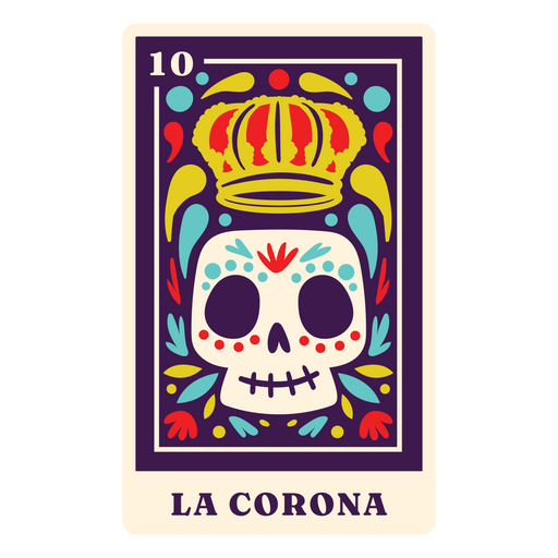 La carta del tarot festivo mexicano la corona Diseño PNG