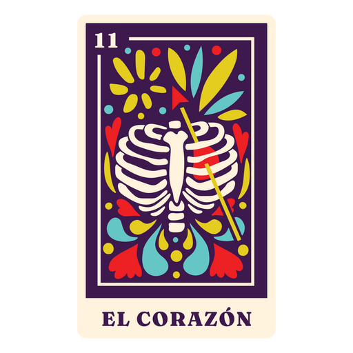 Carta de tarot de vacaciones mexicana el corazón Diseño PNG