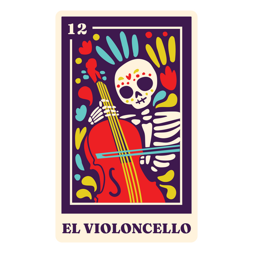 El violoncello carta de tarot festiva mexicana Diseño PNG