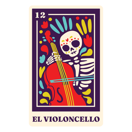 El violoncelo cartão de tarô de férias mexicanas Desenho PNG