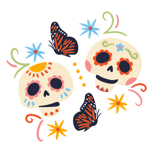 Crânios decorados feriado mexicano Desenho PNG