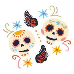 Crânios coloridos de férias mexicanas Desenho PNG
