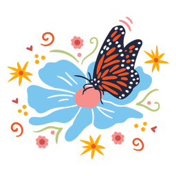 Colorful Butterfly On A Flower PNG & SVG Design For T-Shirts