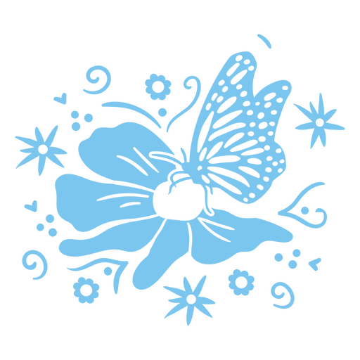 Dekorativer Schmetterling auf einer Blume PNG-Design