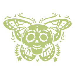Calavera navideña decorativa con alas de mariposa Diseño PNG