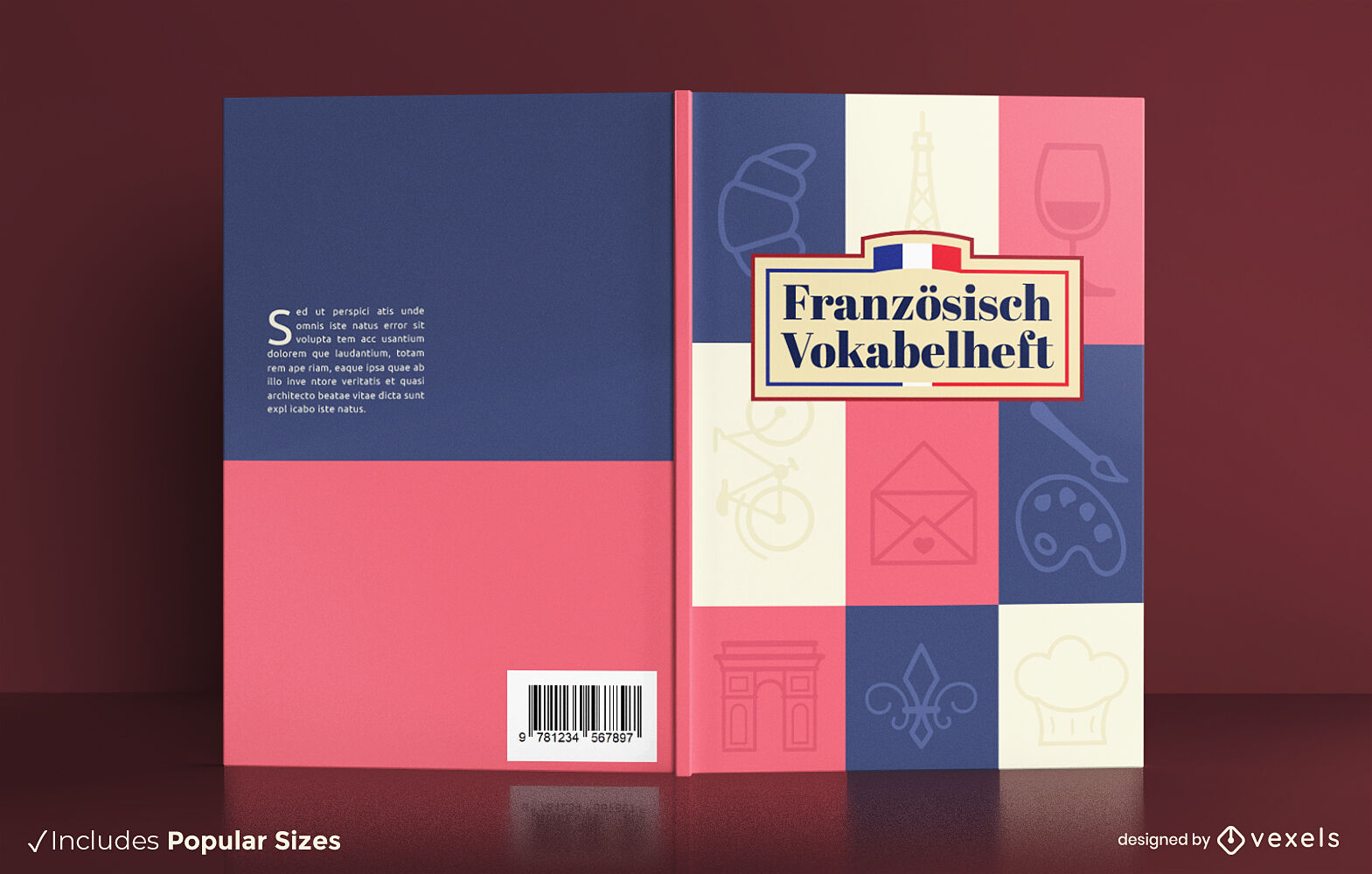 Buchcover-Design mit französischen Kulturelementen