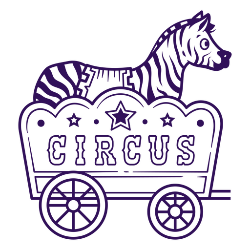 Zebra em um carrinho de circo Desenho PNG