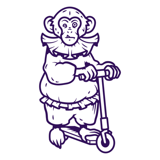 Circus monkey on a scooter PNG Design