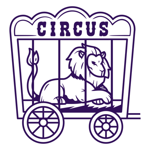 Leão em uma gaiola de circo Desenho PNG