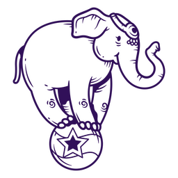 Circus elephant doing stunt on a ball PNG Design