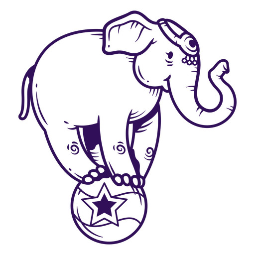 Elefante de circo haciendo acrobacias en una pelota Diseño PNG