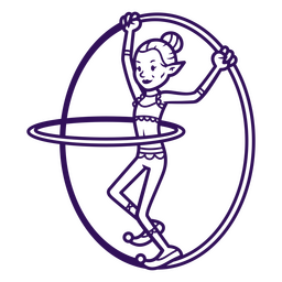 Monstruo de circo haciendo hula hoop Diseño PNG